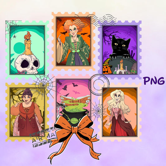 Hocus Pocus Haunted House Halloween Stamps PNG Bundle, Haunted Mansion png, Winifred, Mary, Sarah witches Friends Halloween