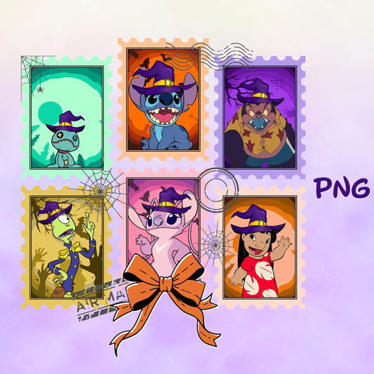 Lilo and Stitch Haunted House Halloween Stamps PNG Bundle, Haunted Mansion png, Angel Friends Halloween