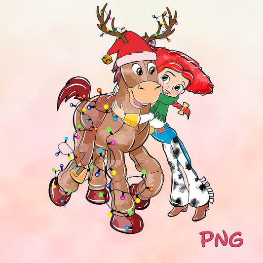 Retro Disney Toy Story Jessie and Bullseye Xmas Lights PNG ,Woody png, Buzz Lightyear png,Toy Story Png, Toy Story png images bundle