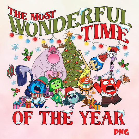 The Most Wonderful Time Of The Year Inside Out, Joy Sadness Anger Disgust Fear X-mas Sweater png images bundle