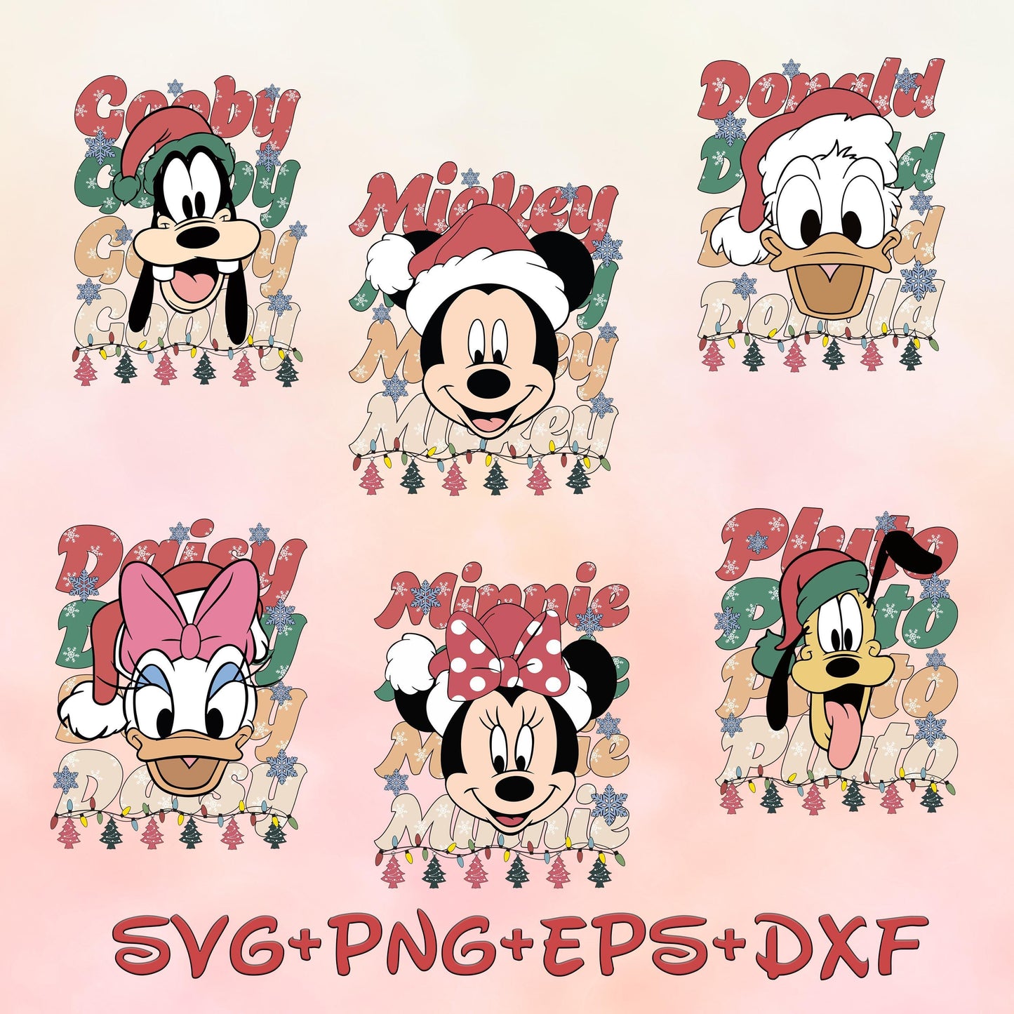 Retro Mickey And Friend Christmas Santa Hat svg png , Mickey Mouse And Friends Shirt Design Png, Trendy Merry Christmas svg Png
