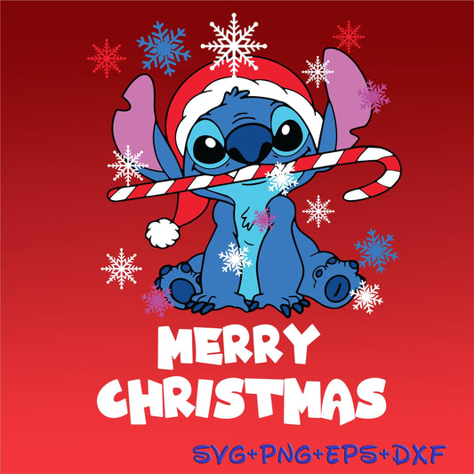 Candy Cane Stitch SVG, Stitch Santa Hat Christmas Svg, Merry Christmas Svg, Santa Claus Svg, Lilo and Stitch images bundle