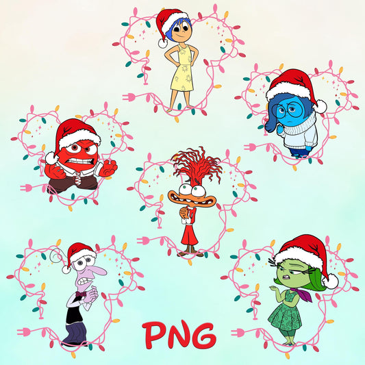 Inside Out All Emotions Mickey Ears Christmas png, Joy Sadness Anger Disgust Fear X-mas Sweater png images bundle