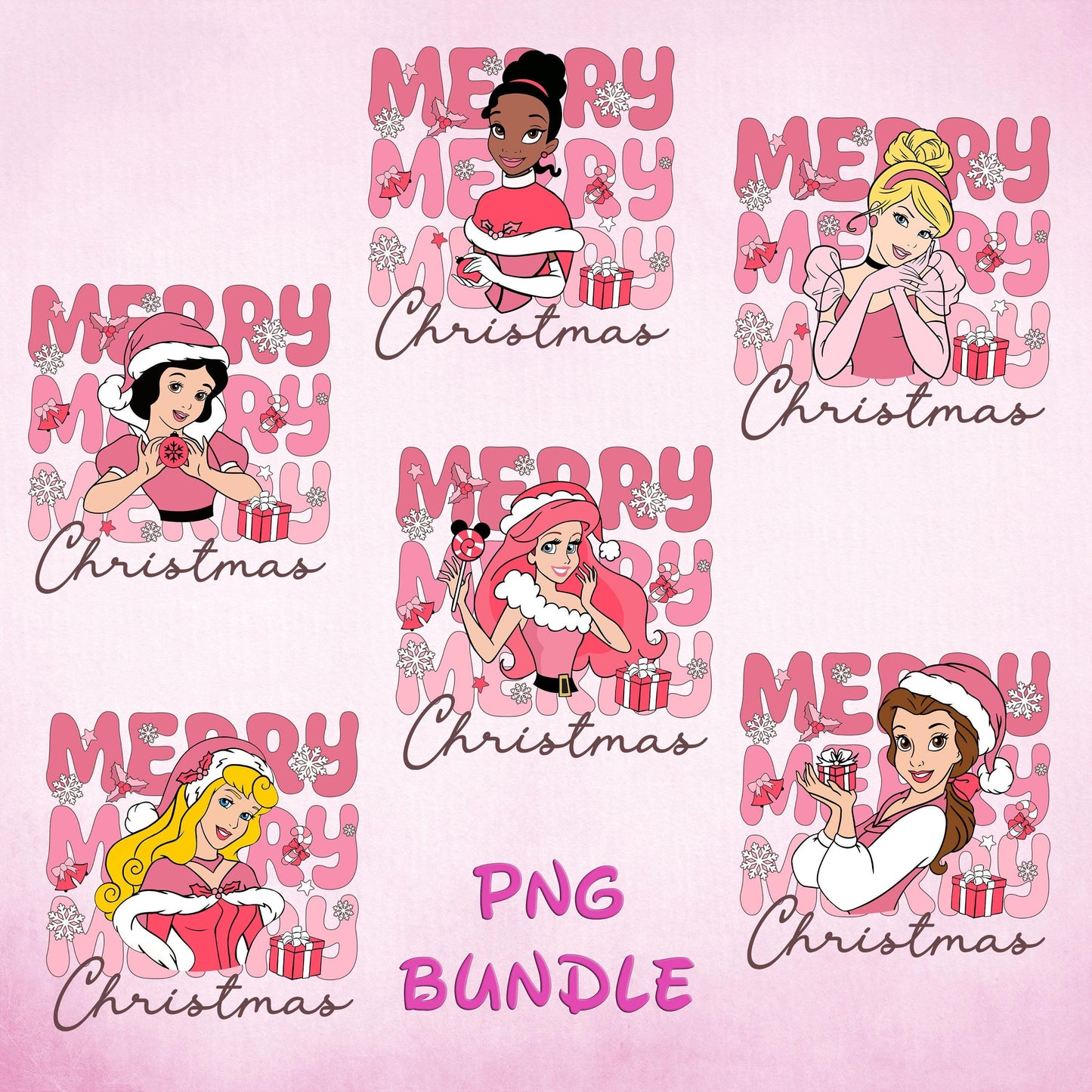 Bundle Christmas Princess Tshirt PNG, Christmas Png, Merry Christmas Png, Xmas Holiday, Christmas Friends Png, Pink Christmas Png, Png File