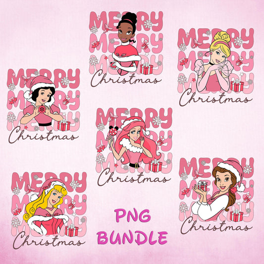Bundle Christmas Princess Tshirt PNG, Christmas Png, Merry Christmas Png, Xmas Holiday, Christmas Friends Png, Pink Christmas Png, Png File
