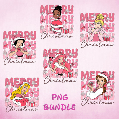 Bundle Christmas Princess Tshirt PNG, Christmas Png, Merry Christmas Png, Xmas Holiday, Christmas Friends Png, Pink Christmas Png, Png File
