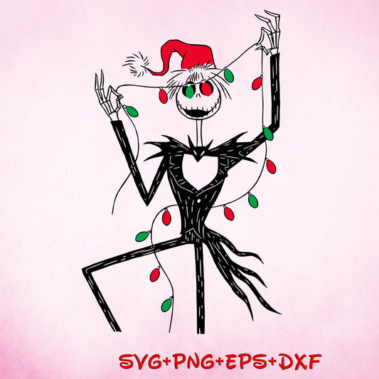 Jack Skellington Svg, Christmas Jack Skellington Svg , Clipart, Png Cut File Cricut Silhouette, Sticker, Svg Eps Dxf Png Digital File