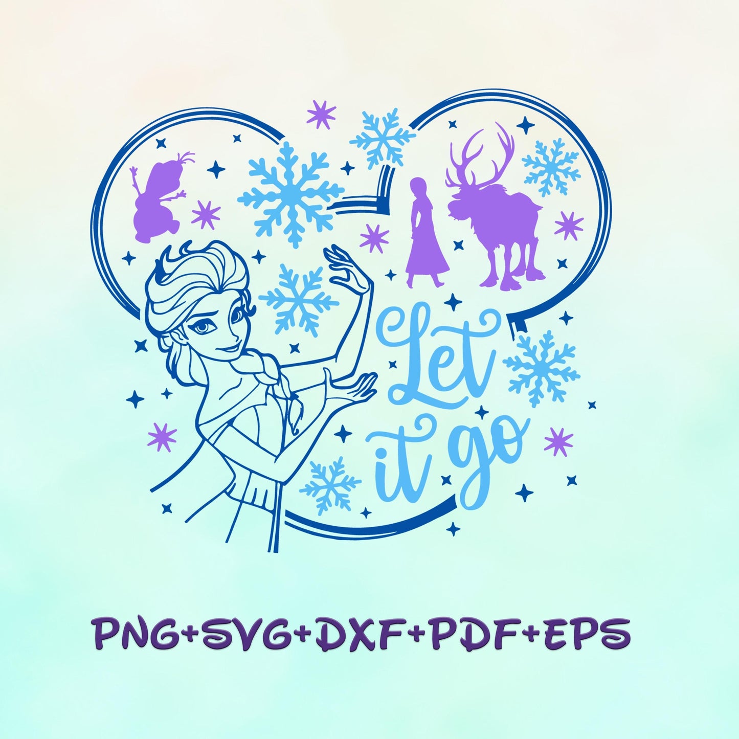 Princess Elsa Anna Let it Go Svg Frozen Svg, Christmas princess png, Christmas Character, Holiday Files For Sublimation images bundle