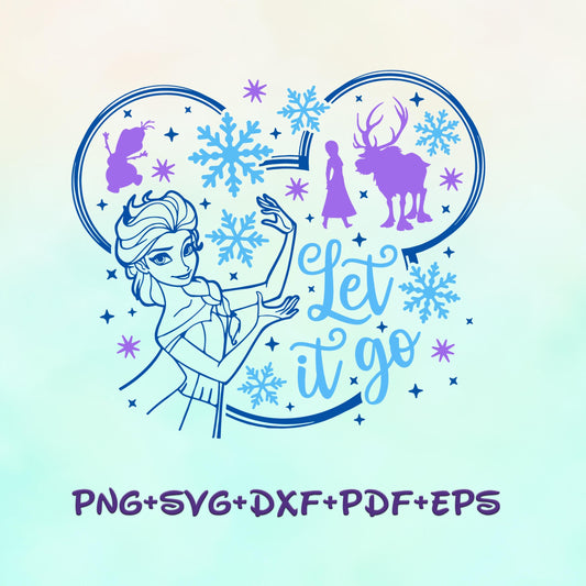 Princess Elsa Anna Let it Go Svg Frozen Svg, Christmas princess png, Christmas Character, Holiday Files For Sublimation images bundle