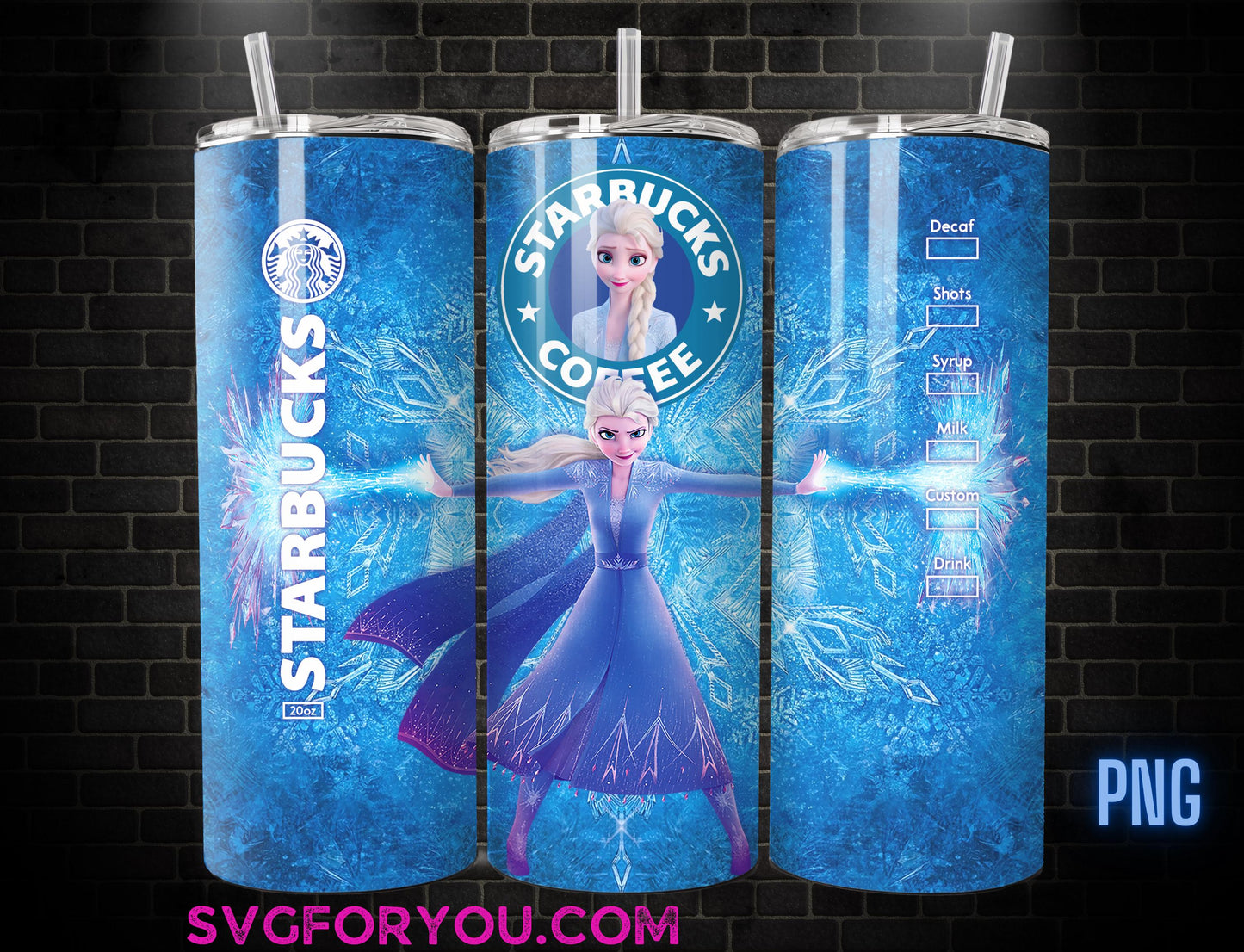 Princess Elsa and Anna Frozen Christmas 20oz Skinny Tumbler Template PNG, Frozen Skinny Tumbler Wrap Design PNG File Digital Download