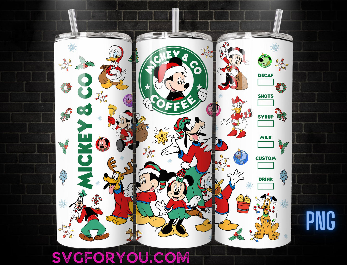 Christmas Mickey Minnie Mouse Coffee Tumbler Sublimation Template, Mickey And Friends Png, Mickey Mouse Christmas Tumbler PNG wrap