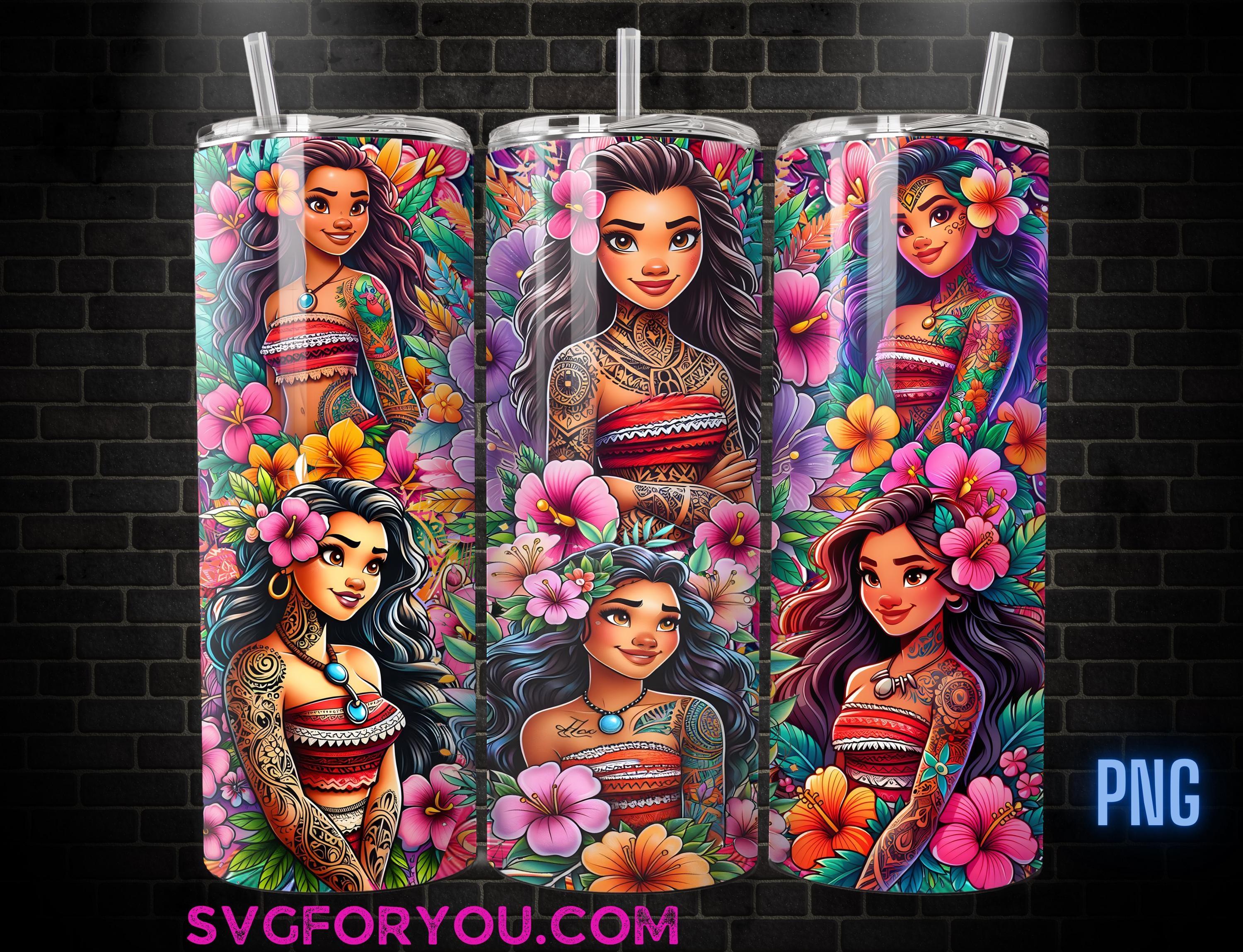 Moana Tattoo Tumbler Wrap PNG, Tattoo Tumbler Wrap png, 20oz Skinny Tumbler png, Skinny Tumbler Wrap Design PNG