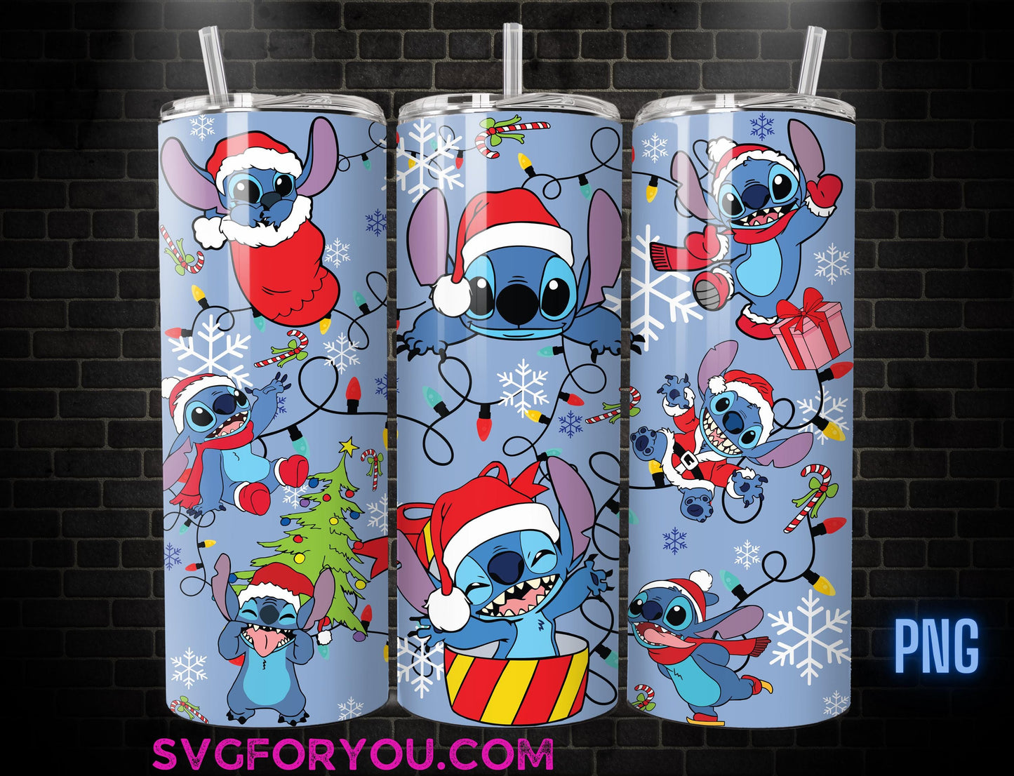 Stitch Christmas Santa Hat Tumbler Wrap, 20oz Cartoon Movie Tumbler , Stitch Design Png, Tumbler Sublimation, Digital File instant download