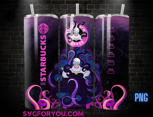 Ursula Coffee 20oz Skinny Tumbler Template PNG, Ursula Skinny Tumbler Wrap Design PNG File Digital Download