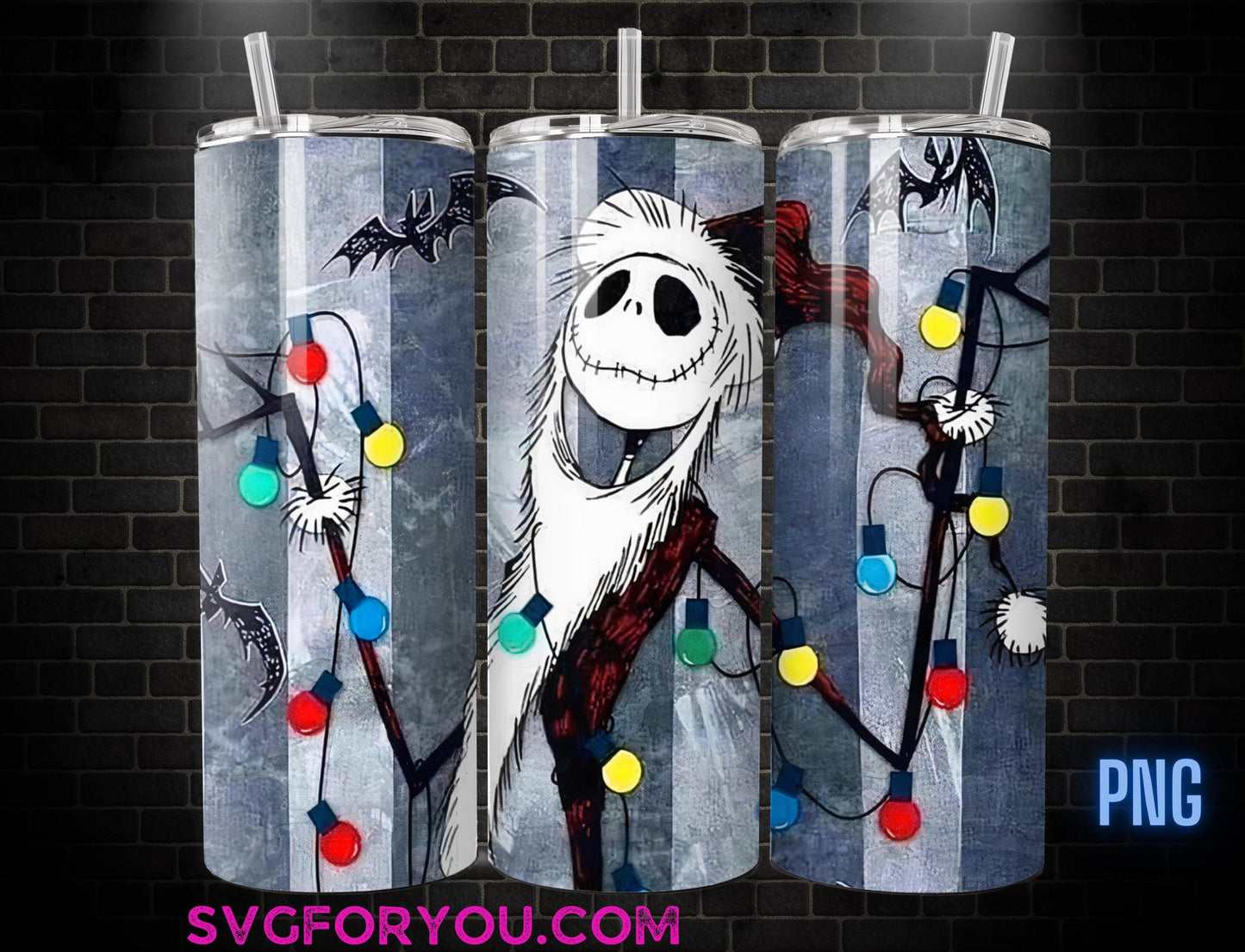 Retro Jack Skellington 20 oz Skinny Tumbler, Mickey Mouse Sublimation Design Template, Nightmare Before Christmas Comic Book Strip png