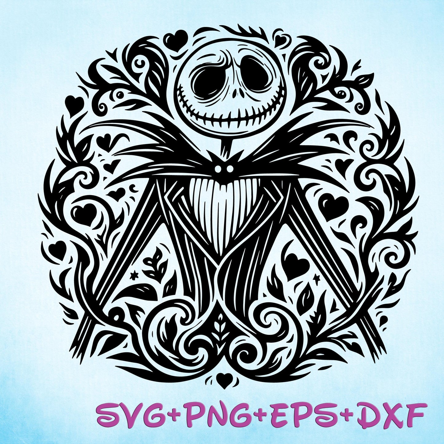 Floral Jack Skellington Mandala SVG, Enchanted Svg, Silhouette Cut Files, Zentangle SVG, Sublimation, Nightmare before christmas Png