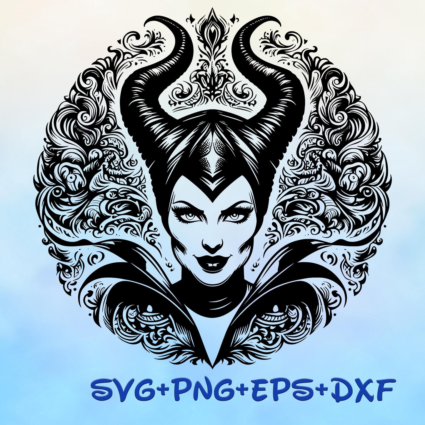 Maleficent Villains Mandala SVG, Maleficent , Zentangle Silhouette Cut Files, Png, Printable, Sublimation Design