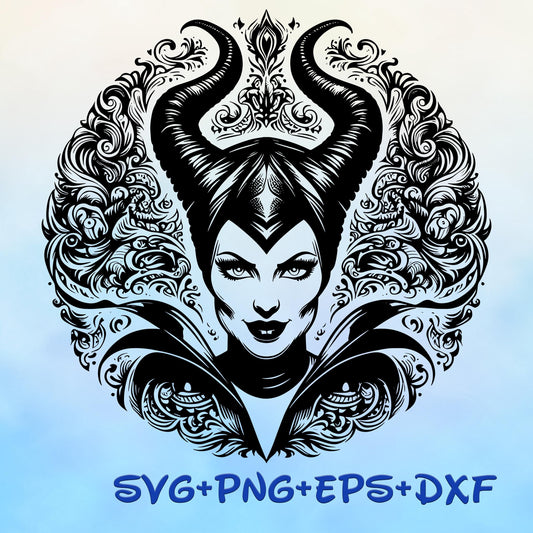 Maleficent Villains Mandala SVG, Maleficent , Zentangle Silhouette Cut Files, Png, Printable, Sublimation Design