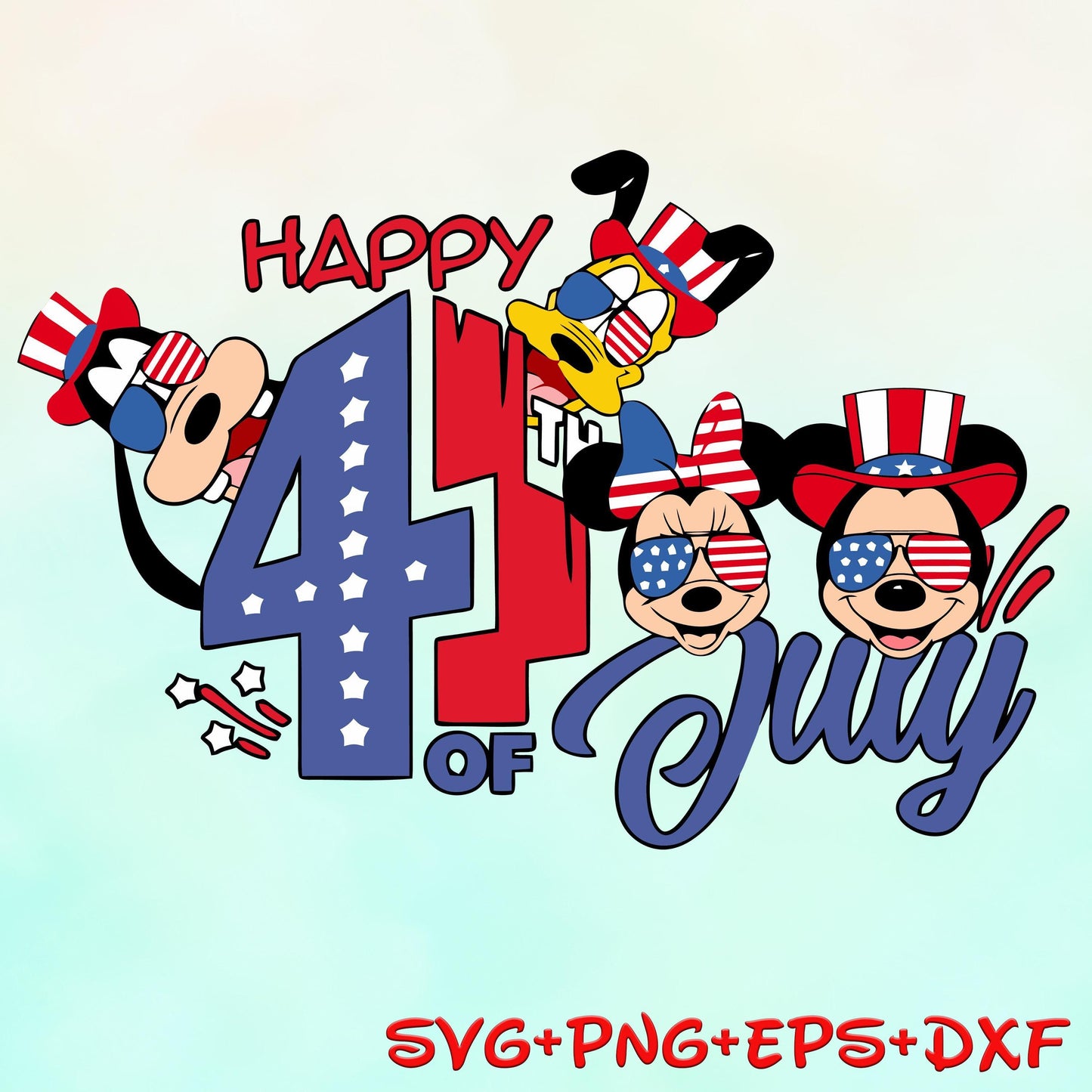 Mickey and Friends 4th Of July SVG PNG, Independence Day svg Png, Fourth Of July, Memorial Day Freedom, Patriotic svg Png