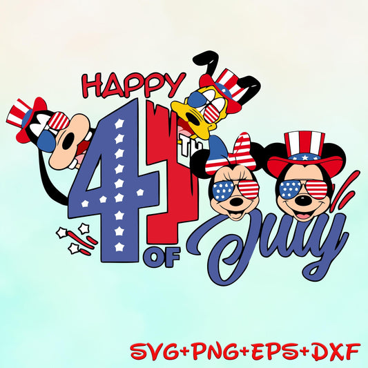 Mickey and Friends 4th Of July SVG PNG, Independence Day svg Png, Fourth Of July, Memorial Day Freedom, Patriotic svg Png
