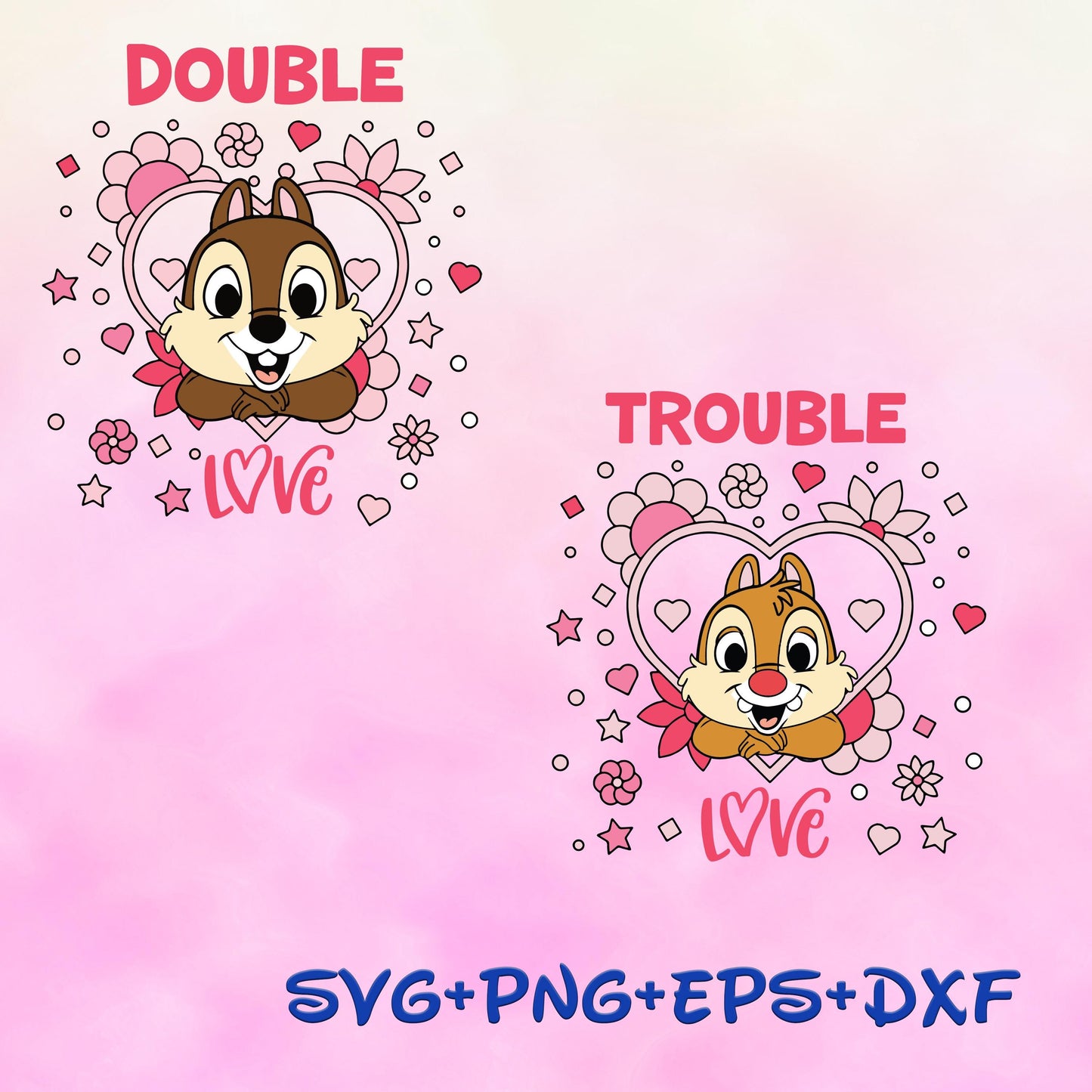 Chip n Dale Double Trouble Heart SVG png, Chip and Dale You Are My Valentine Svg, Valentines Day Svg, My Valentine Svg