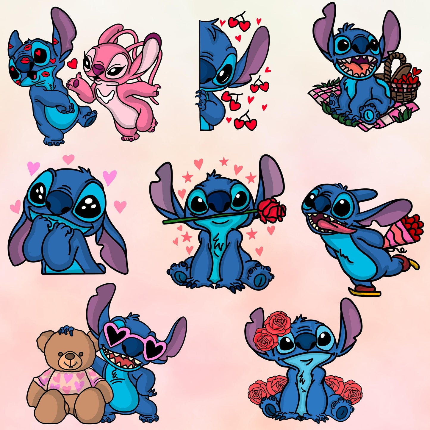 Stitch Valentines SVG Png Bundle, Valentine Character Png, Valentine Movie Cartoon svg Png Bundle, Happy Valentine Day, Digital Download