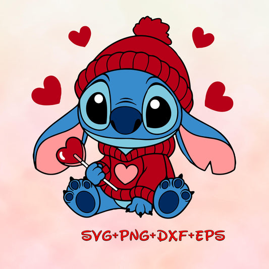 Stitch Valentines Candy Heart PNG SVG Love svg valentines day svg Image Bundle