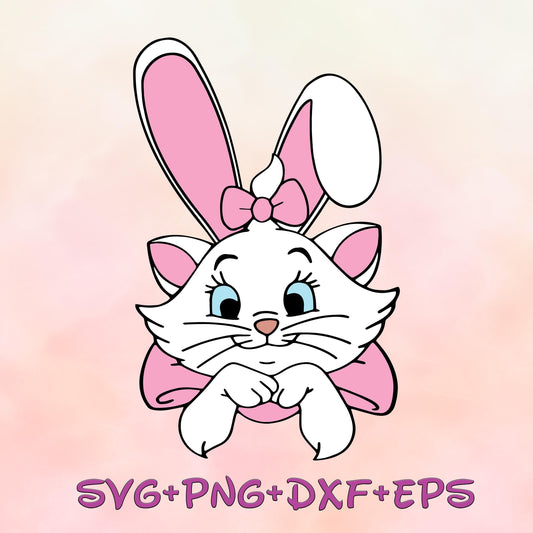 Cute Aristocats Easter Bunny Ears Svg Cat Marie Easter Svg Cats Svg, Meowy I am a lady Svg, Cute Cat Png, Digital File Bundle