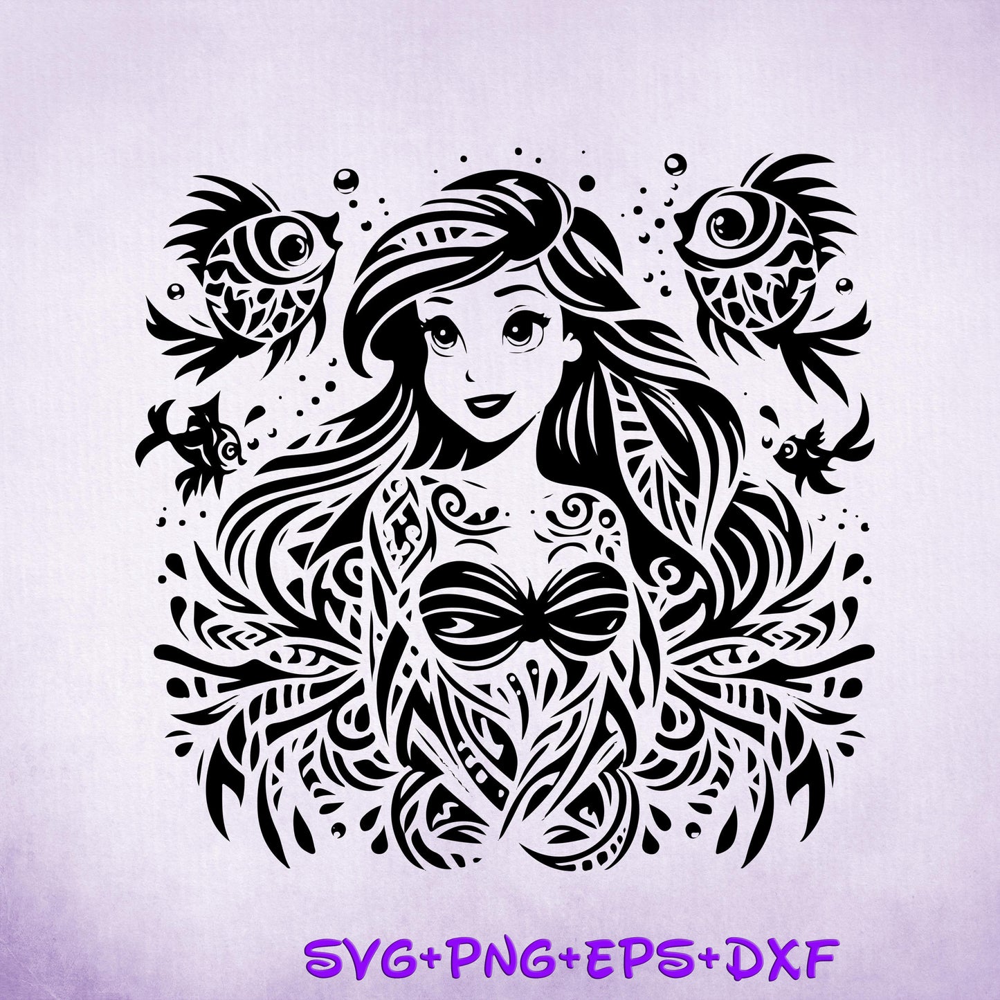 Princess Ariel Mandala Princess SVG, The Little Mermaid Enchanted , Silhouette Cut Files, Png, Printable, Sublimation Design