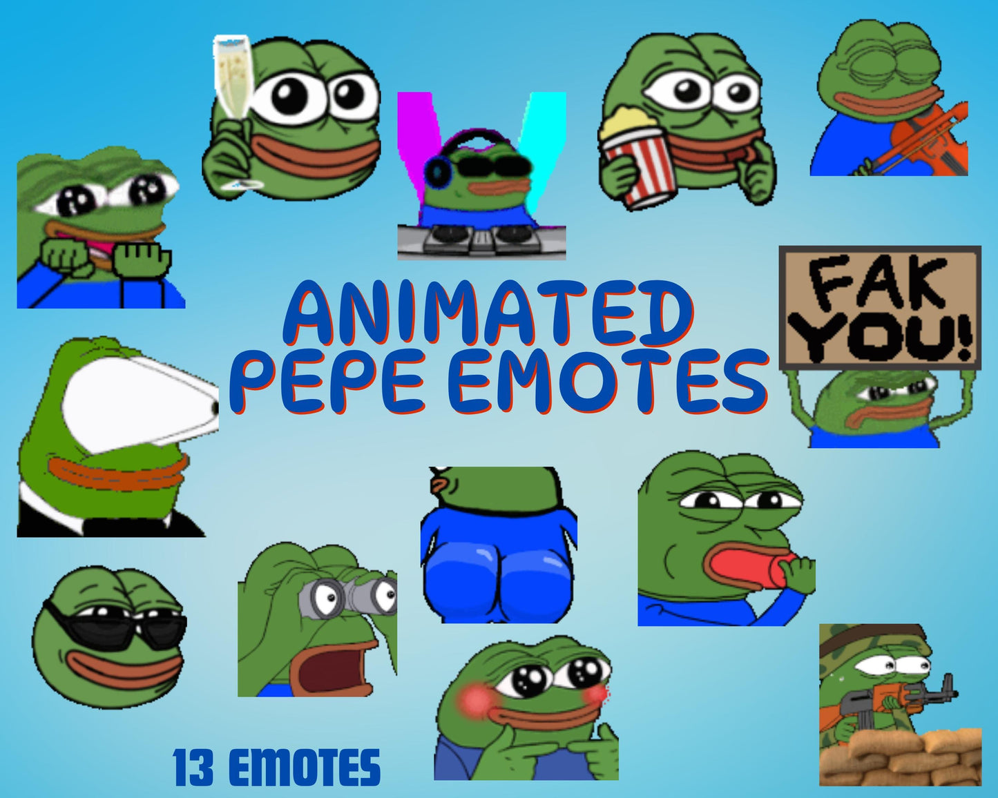 Pepe The Frog ANIMATED Emotes Twitch Emotes Discord Emotes,  Emotes for streamers and gamers , Emote pack, Memes, Kick