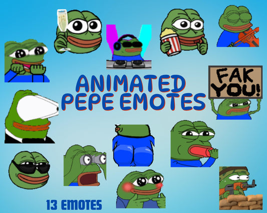 Pepe The Frog ANIMATED Emotes Twitch Emotes Discord Emotes,  Emotes for streamers and gamers , Emote pack, Memes, Kick