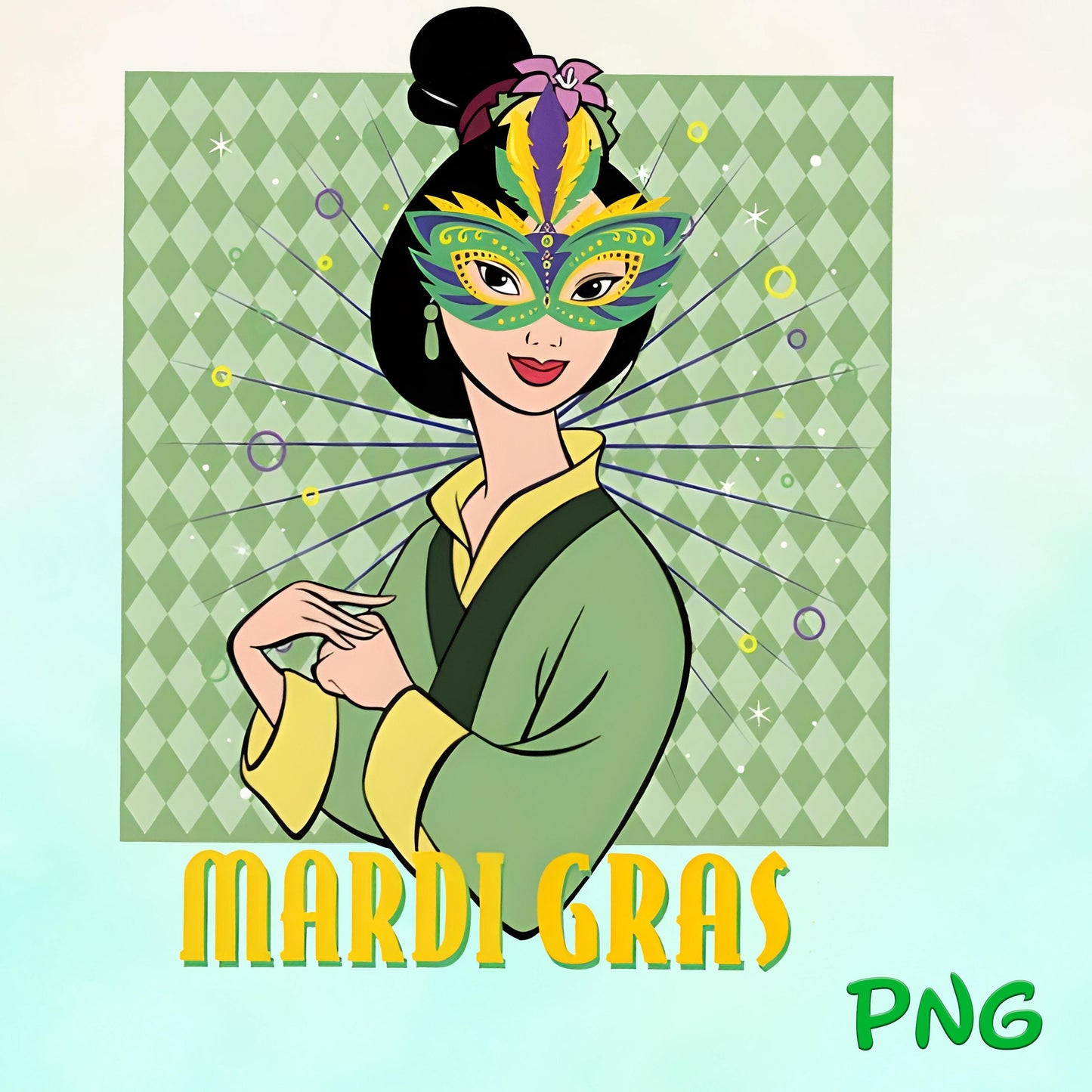 Princess Mulan Mardi Gras New Orleans Mardi Gras Carnival png, Mulan Sublimation Design, New Orleans Festival png download