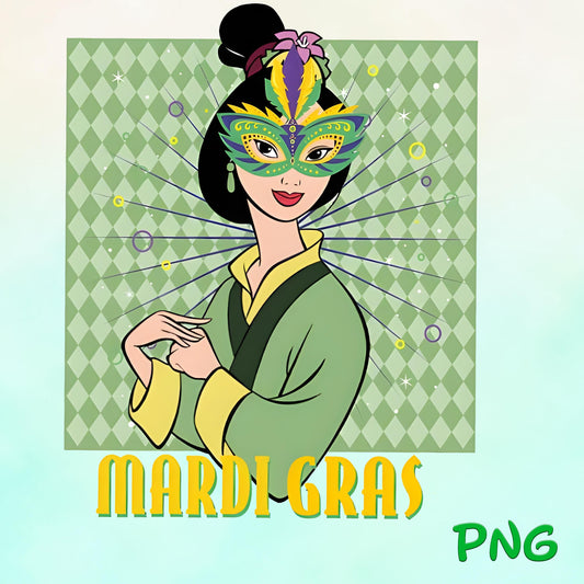 Princess Mulan Mardi Gras New Orleans Mardi Gras Carnival png, Mulan Sublimation Design, New Orleans Festival png download
