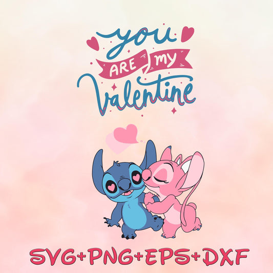 Stitch and Angel SVG png, You Are My Valentine Svg, Valentine Svg, Valentines Day Svg, My Valentine Svg, Stitch Svg, Stitch Love Svg