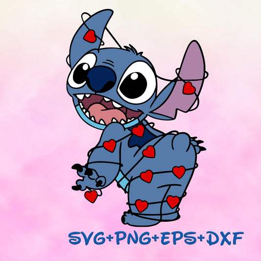 Stitch Valentines Candy Heart String PNG SVG Love svg valentines day svg Image Bundle
