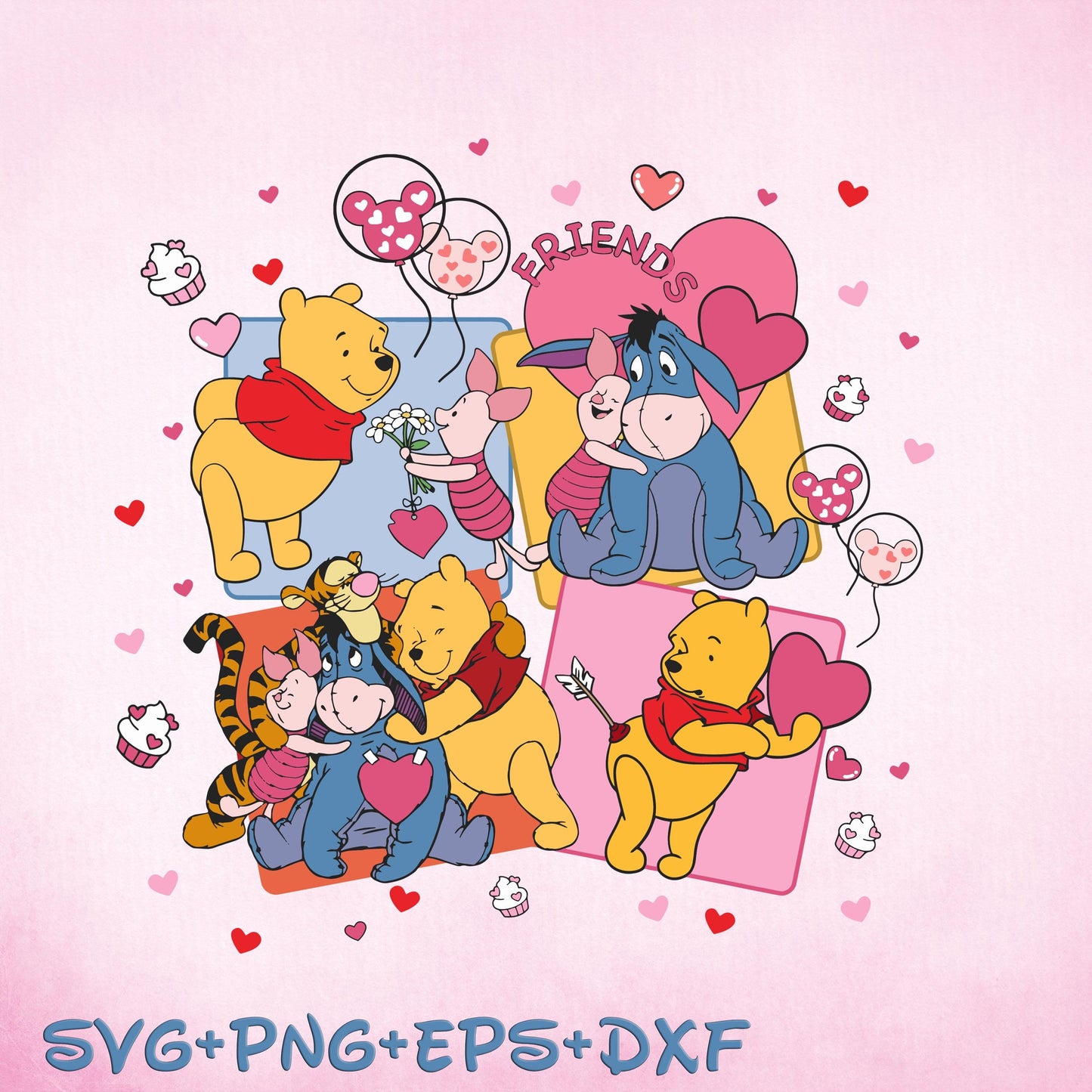 Winnie the Pooh and Piglet SVG, Happy Valentines Day SVG png, You Are My Valentine Svg, Valentines Day Svg, My Valentine Svg