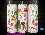 Buddy the Elf Pooh Grinch Home Alone Christmas Movie 20 oz Skinny Tumbler, Family Comedy, Christmas Movie Tumbler Wrap Png