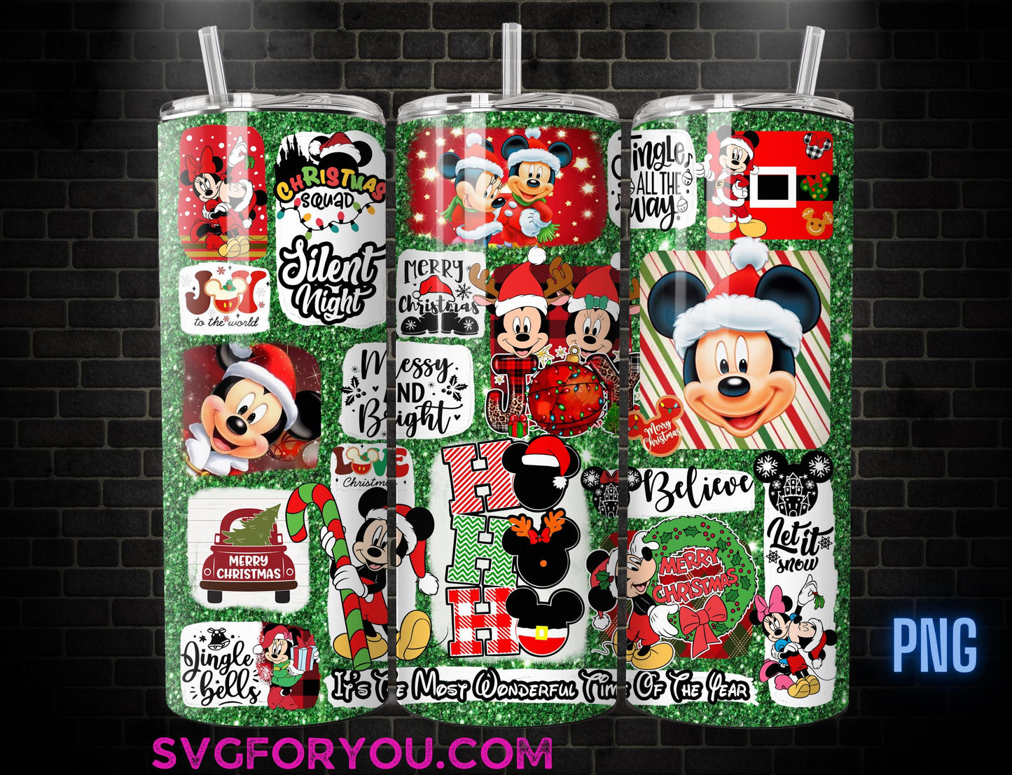 Christmas Mickey Minnie Mouse Tumbler Sublimation Template, Mickey And Friends Png, Mickey Mouse Christmas Tumbler PNG wrap