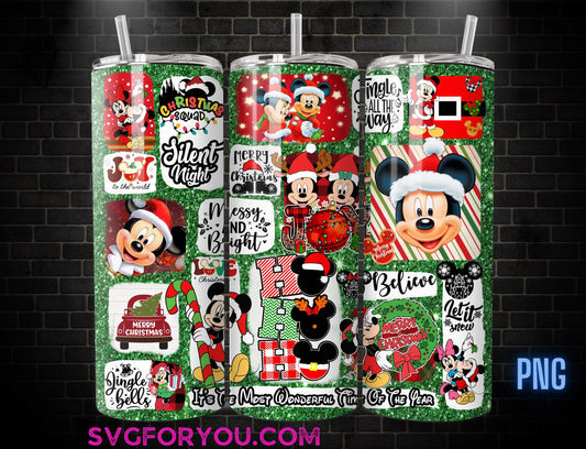 Christmas Mickey Minnie Mouse Tumbler Sublimation Template, Mickey And Friends Png, Mickey Mouse Christmas Tumbler PNG wrap