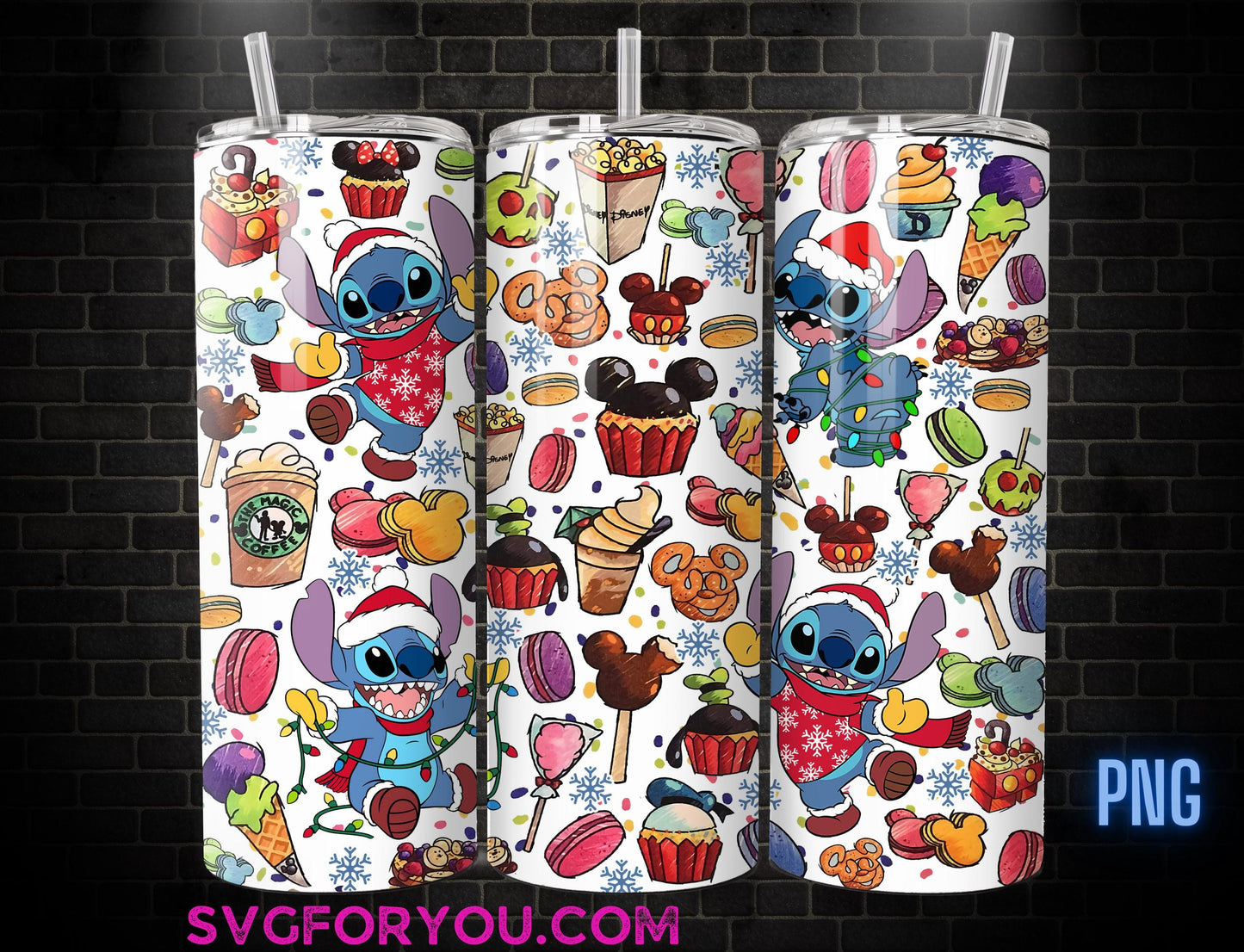 Stitch Christmas Santa Candy Cane Tumbler Wrap, 20oz Cartoon Movie Tumbler , Stitch Design Png, Tumbler Sublimation, Digital File