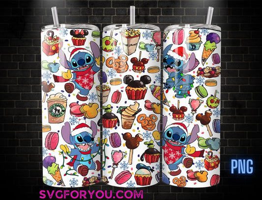 Stitch Christmas Santa Candy Cane Tumbler Wrap, 20oz Cartoon Movie Tumbler , Stitch Design Png, Tumbler Sublimation, Digital File