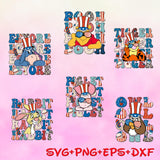 4th July Winnie the Pooh and Friends svg png Bundle, 4th July Fourth of July T Shirt Design, USA sublimation, patriotic svg Png