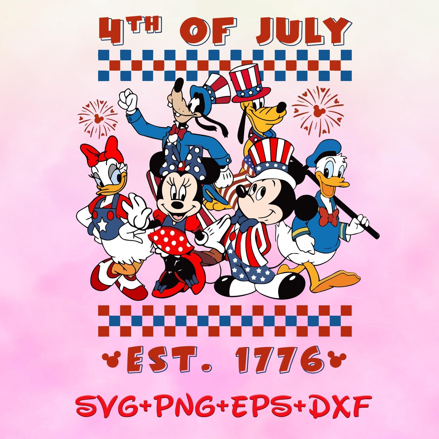 Mickey and Friends 4th Of July Est 1776 SVG, Independence Day svg Png, Fourth Of July, Memorial Day Freedom, Patriotic Png, America svg Png