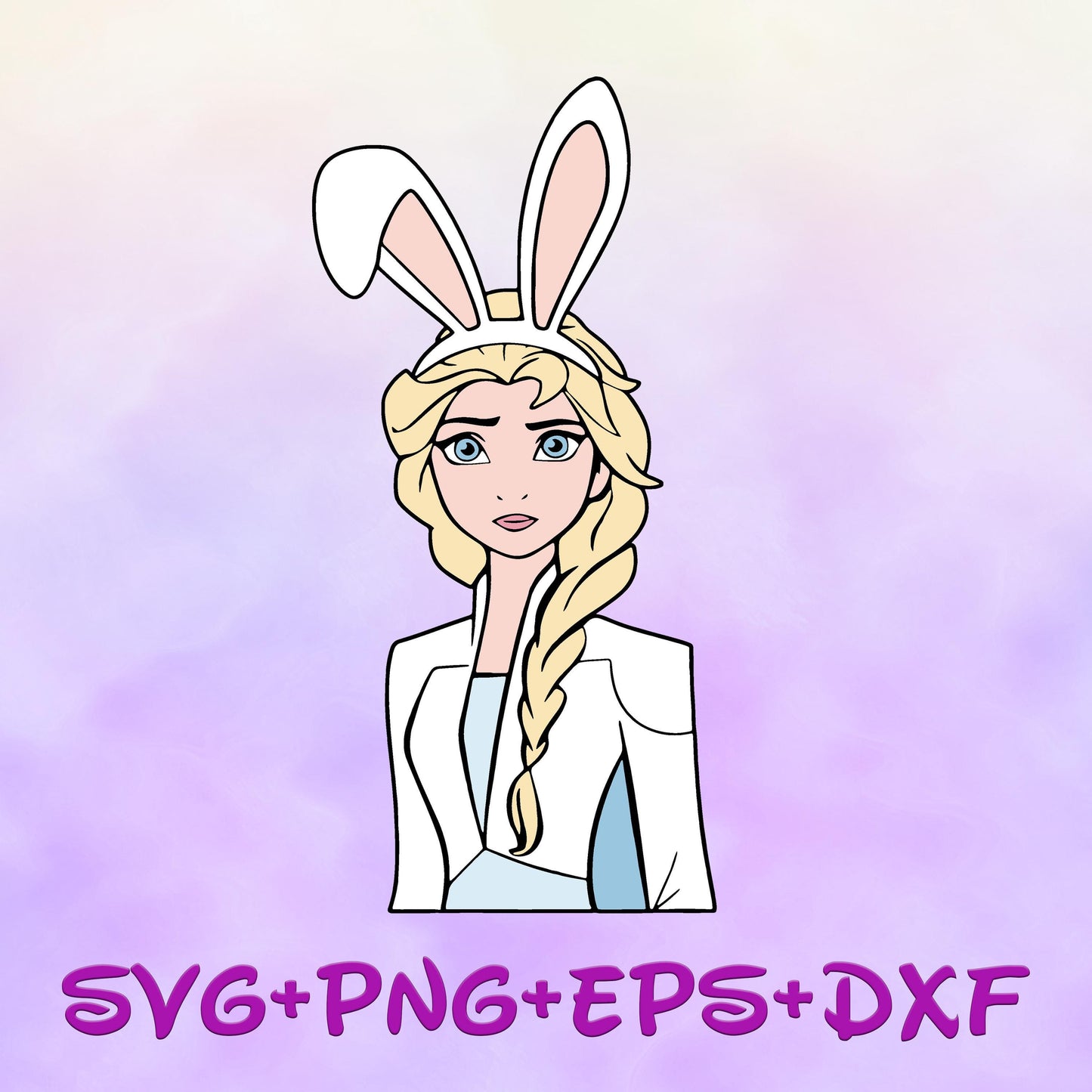 Princess Elsa Easter Bunny with ears SVG, Happy Easter day svg png, Frozen Sublimation Design, Cartoon Easter svg, Happy Easter Day svg Png