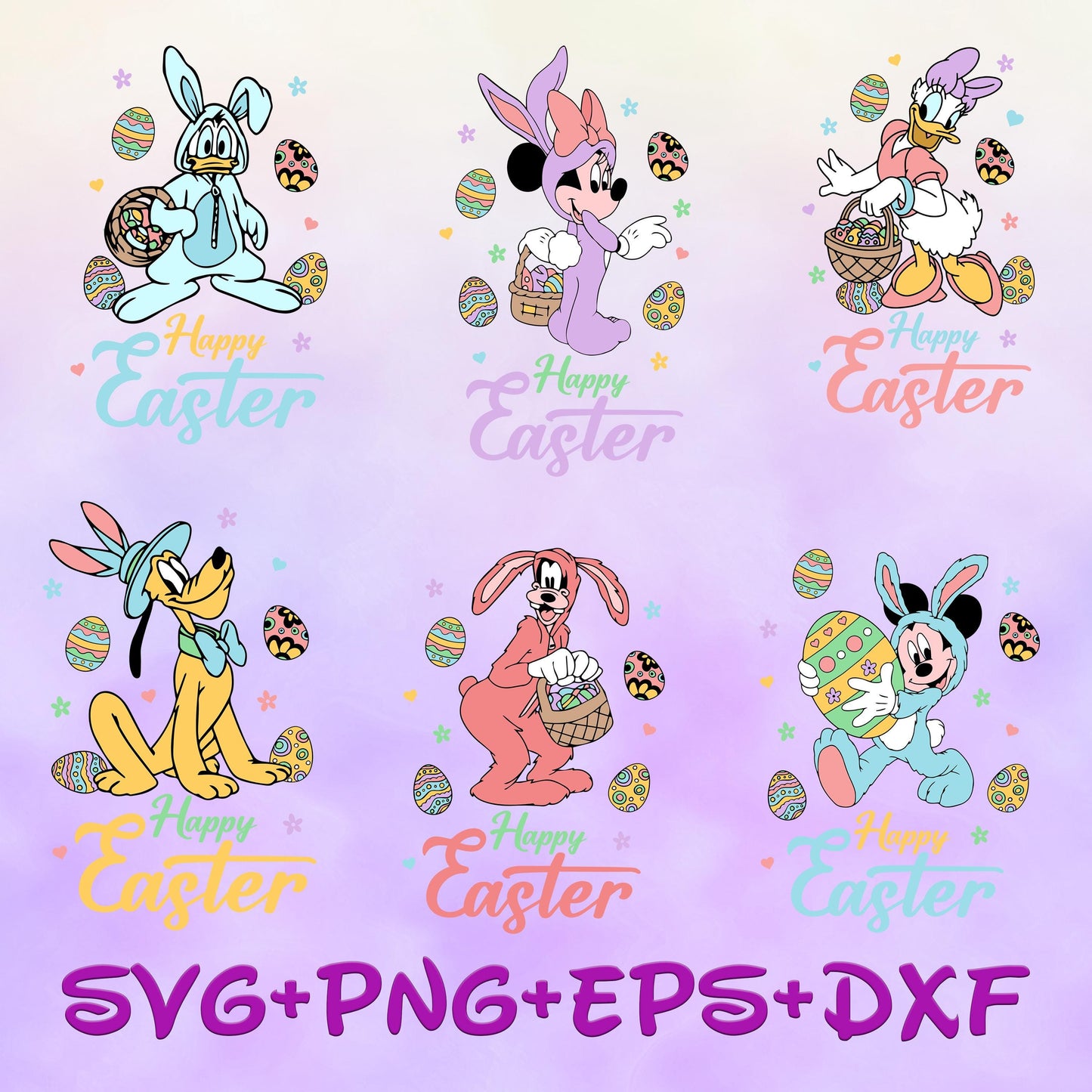 Mickey And Friends Happy Easter SVG Bundle, Easter Day Family SVG Mickey Mouse and friends Easter Svg, Happy Easter Svg, Easter Egg Svg