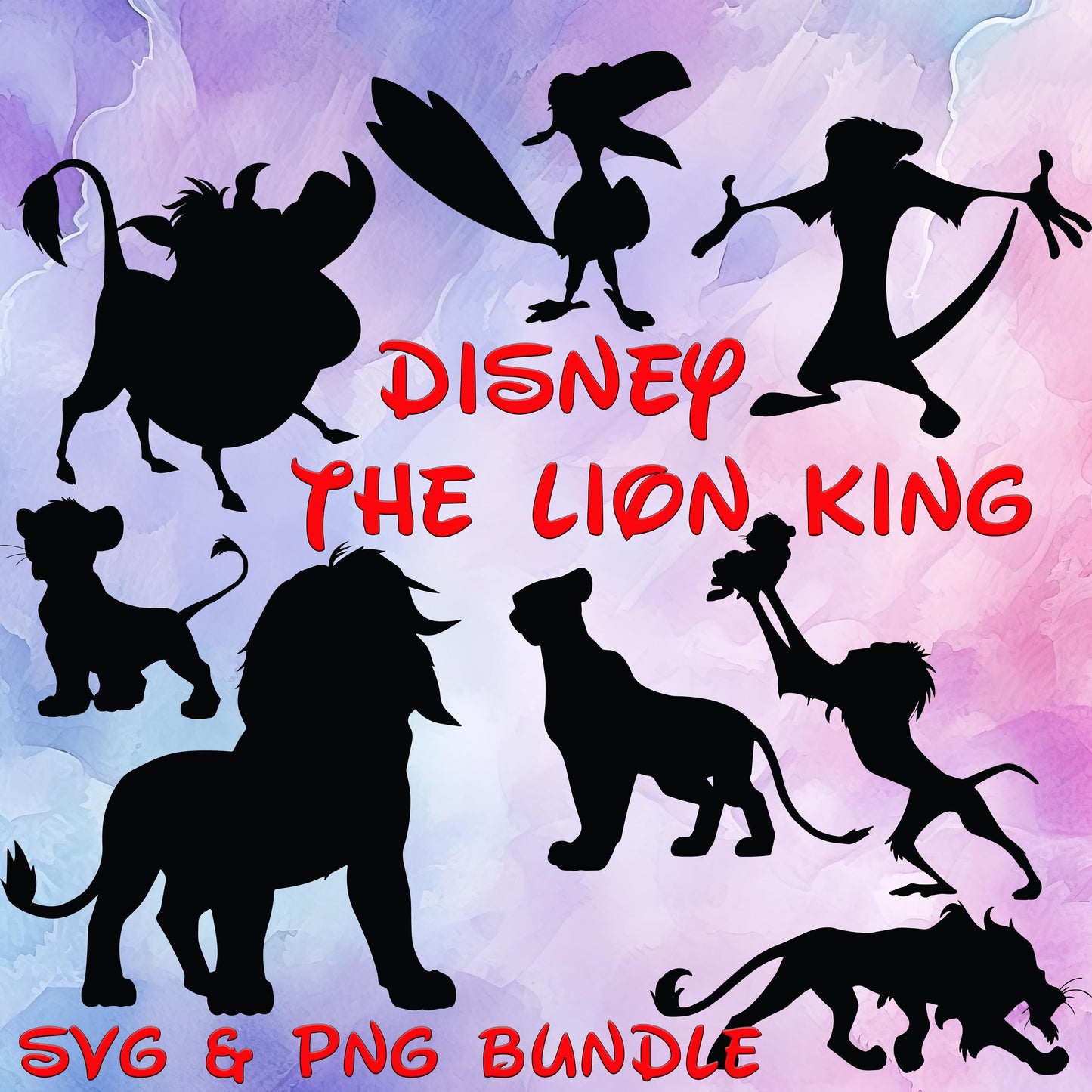 Bundle of The Lion King SVG, PNG, JPG, Simba, Nala, Rafiki, Timon, Pumba, Scar cut files, Simba svgs, Nala svg, Hakuna Matata clip art