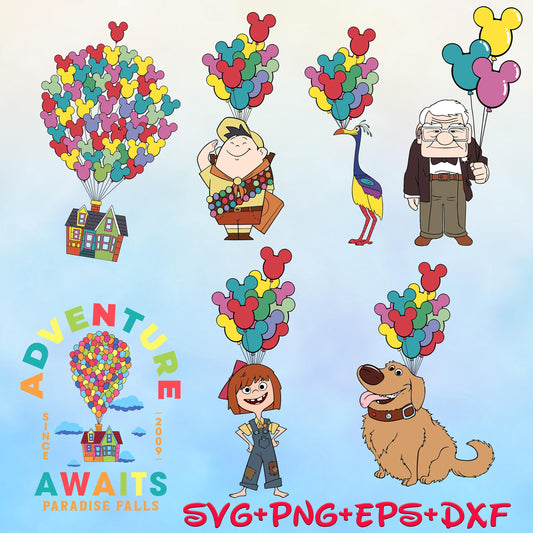 Up svg, Layered SVG, DXF, PNG, Up Balloon House svg Bundle, Balloon house , Doug svg, Up Poster, Up Birthday svg