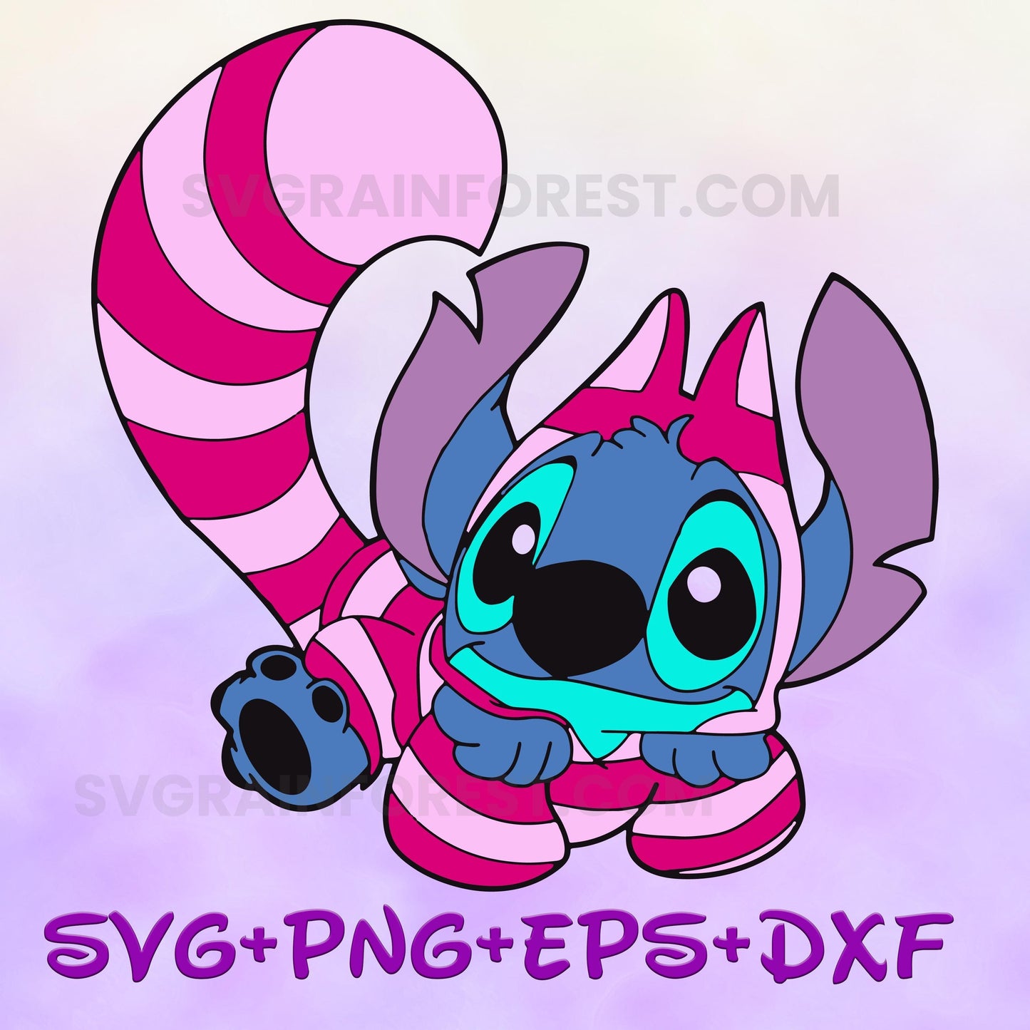 Stitch as Cheshire Cat SVG Design Files For Cricut Silhouette Cut Files Layered And PrintAndCut Alice In Wonderland SVG Cat SVG Alice svg