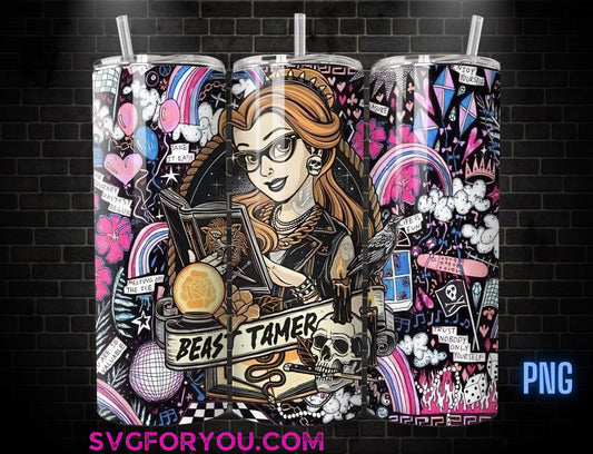 Goth Belle Tumbler Wrap PNG, Beast Tamer Tumbler Wrap png, 20oz Skinny Tumbler png, Frozen Skinny Tumbler Wrap Design PNG Digital Download