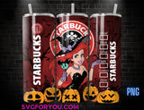 Ariel Witchy Halloween Tumbler Wrap PNG, The Little Mermaid Tumbler Wrap, 20oz Skinny Tumbler png, Skinny Tumbler Wrap Design PNG